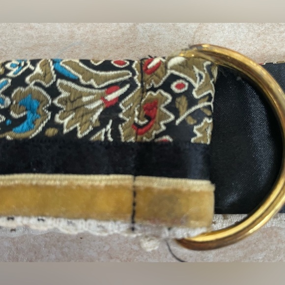 Asian black, gold, white inspired belt with gold hardware and lace detailing;42” - Picture 4 of 5